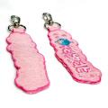 Fashionable cheap custom logo key chain Pink embroidery key chain